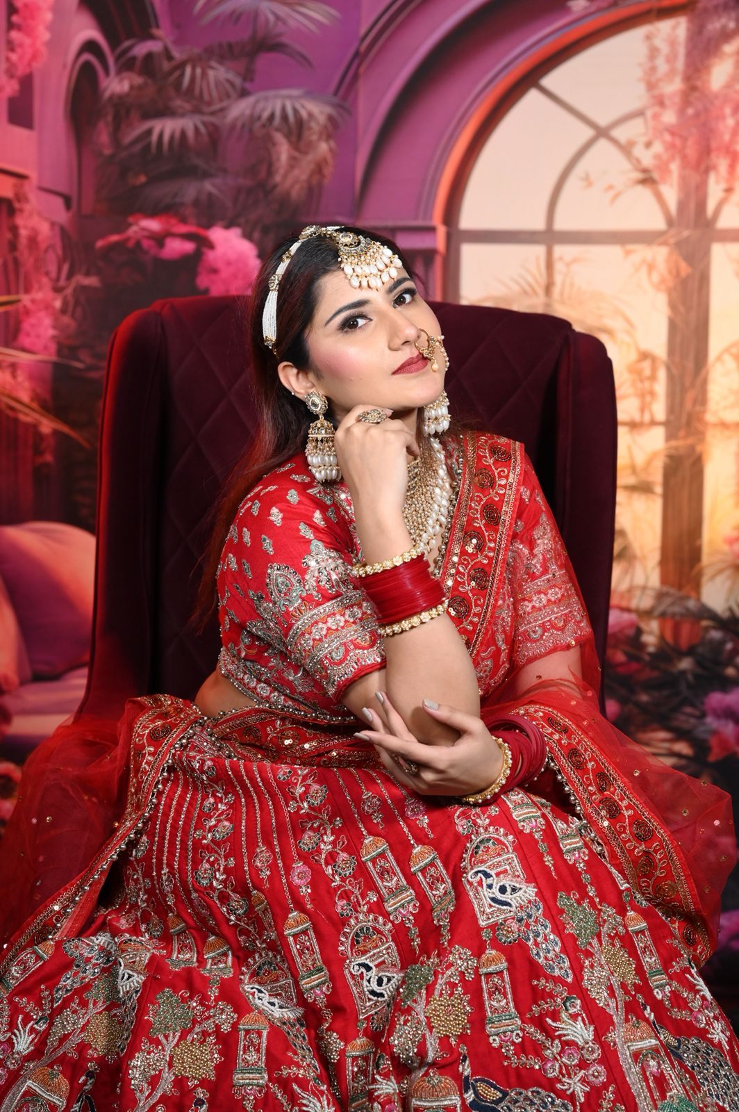 Bridal beauty, seated full look
